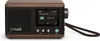 A digital radio with a wooden casing and a screen displaying station information. Voir les images du produit