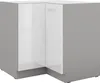 Eckunterschrank 90x90 Bianca Weiß Hochglanz + Grau Produktbild-Vorschau 1