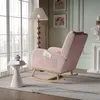 UnboxG Fauteuil à bascule Rose en peluche avec coussin, Voir les images du produit 4