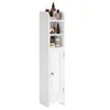 A tall, narrow white bathroom cabinet with a door and shelves. Produktbild-Vorschau