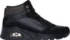 A black Skechers sneaker is shown against a white background. Produktbild-Vorschau