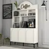 A cream-colored cabinet with arched doors, featuring a coffee station setup with a coffee machine and air fryer. Produktbild-Vorschau
