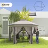 Outsunny Gartenpavillon Faltpavillon mit 6 Seitenteile Produktbild-Vorschau 3