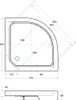 Technical drawing with dimensions of a shower tray. Produktbild-Vorschau