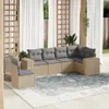 Design 6-tlg. Garten-Sofagarnitur mit Kissen Beige Poly Produktbild-Vorschau 1