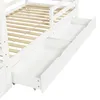 Close-up view of the bottom drawers of a white bunk bed. Náhled obrázku produktu