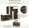 A marketing image showcasing a shoe cabinet with various storage options and features. Anteprima dell’immagine prodotto