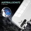 A smartphone case is shown with a graphic illustrating its protective features against impact. Produktbild-Vorschau