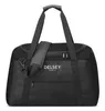 A black Delsey travel duffel bag is shown against a white background. Produktbild-Vorschau