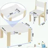 EUGAD Kindertisch mit 2 Stühlen, 4 Staumfach, aus MDF, Weiß Produktbild-Vorschau 3