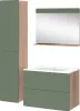 A bathroom vanity set with a tall cabinet, a mirror, and a vanity unit with a sink. Anteprima dell’immagine prodotto