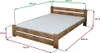 A wooden bed frame with dimensions indicated by measurement lines and text. Náhled obrázku produktu