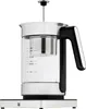 A close-up studio shot of a glass and silver electric kettle with a black handle, shown from the front. Anteprima dell’immagine prodotto