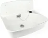 A white plastic sink with a drain and plug. Produktbild-Vorschau