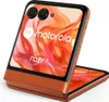 A Motorola Razr 50 flip phone in Spritz Orange, shown open against a white background. Produktbild-Vorschau