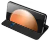 A black phone case with a phone inside, propped up in a stand position. A credit card is visible in a slot on the case. Produktbild-Vorschau