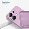 A close-up view of a purple phone case, showing the camera cutout and the interior lining. Produktbild-Vorschau