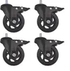Four black caster wheels with screw threads are arranged in a two-by-two grid against a white background. Produktbild-Vorschau