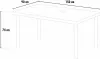 A line drawing of a rectangular table with dimensions indicated. Anteprima dell’immagine prodotto