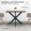 A table with a modern design, featuring a wooden top and black metal legs, placed in a room with two chairs. Podgląd zdjęcia produktu