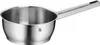 A stainless steel saucepan with a handle, shown against a white background. Produktbild-Vorschau