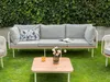 BELIANI Gartensofa Weiß / Hellbraun mit Auflagen Grau aus Produktbild-Vorschau 4