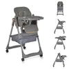 A collage of images showing a grey high chair from different angles and in different configurations. Náhled obrázku produktu