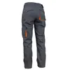 The back view of a pair of gray work pants with orange accents. Náhled obrázku produktu