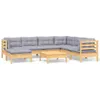 8-tlg. Garten-Lounge-Set mit Grauen Kissen Kiefer Produktbild-Vorschau 1