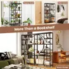 A collage of images showcasing a bookshelf in different settings, including a display shelf with plants and a plant stand. Náhľad obrázku produktu