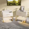 Table de chevet en velours beige avec LED multicolores, 1 Voir les images du produit 1