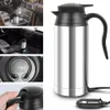 Collage showing a car interior with a water kettle, close-up of the kettle's interior, and a hand operating the lid. Náhled obrázku produktu