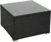 A black rattan coffee table with a glass top, shown from a slightly elevated angle on a white background. Produktbild-Vorschau