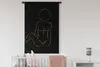 MuchoWow® Wandteppich Wandbehang Frau - Schwarz - Gold - Produktbild-Vorschau 2