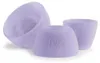 Three purple silicone ear tips for headphones are arranged on a white background. Produktbild-Vorschau