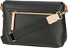 The back view of a black shoulder bag with a zipper and strap. Anteprima dell’immagine prodotto