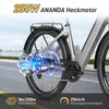 Close-up of an e-bike's rear wheel and motor, with text overlays highlighting features. Produktbild-Vorschau