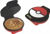 A Pokemon-themed waffle maker is shown in two views: one open with a waffle inside, and one closed. Podgląd zdjęcia produktu