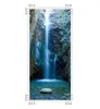 A vertical image of a waterfall cascading into a pool of water, with a single stone in the foreground. The image is framed by grid lines and has measurement indicators along the edges. Produktbild-Vorschau
