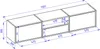 Technical drawing of a white TV stand with dimensions. Voir les images du produit