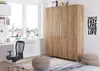 A bedroom or study room with a wardrobe, desk, chair, and decorative poufs. Anteprima dell’immagine prodotto