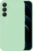A light green phone case is shown from the back, with the phone screen visible on the right side. Produktbild-Vorschau