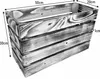 A wooden crate with dimensions indicated by measurement lines and text. Produktbild-Vorschau