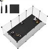 A guinea pig enclosure with several guinea pigs inside, along with assembly tools and accessories. Produktbild-Vorschau