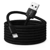 A black USB-A to Lightning charging cable coiled up. Produktbild-Vorschau