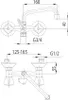 Technical drawing of a faucet with dimensions and connection sizes. Produktbild-Vorschau
