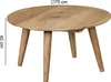 Couchtisch BOHA rund Ø75cm Massivholz Akazie Landhausstil in Gesamtansicht mit rundem Holzabschnitt und vier Beinen. Produktbild-Vorschau