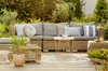 An outdoor patio setting with wicker furniture, plants, and a coffee table. Produktbild-Vorschau