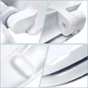 A collage of close-up shots of a white toilet seat. Produktbild-Vorschau