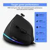 A black gaming mouse with RGB lighting, presented with marketing text and feature callouts. Produktbild-Vorschau